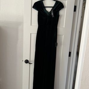 Green stretch velvet dress